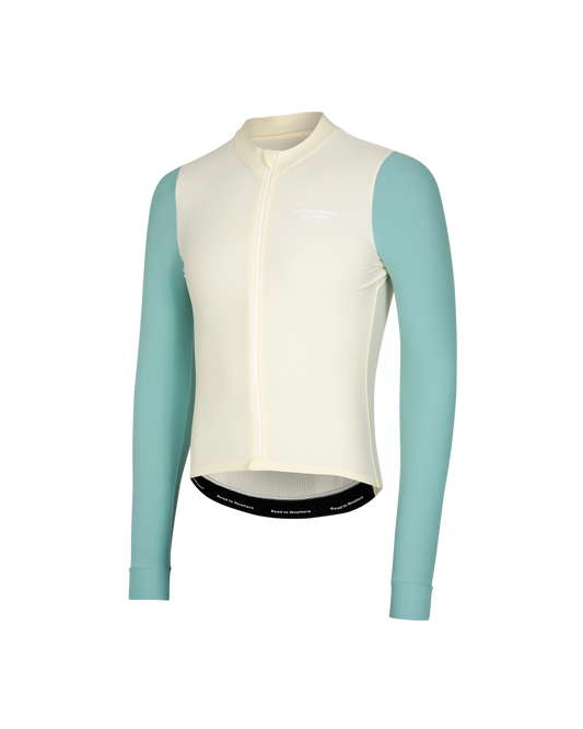 Men's Mechanism Long Sleeve Jersey - Off White/Teal