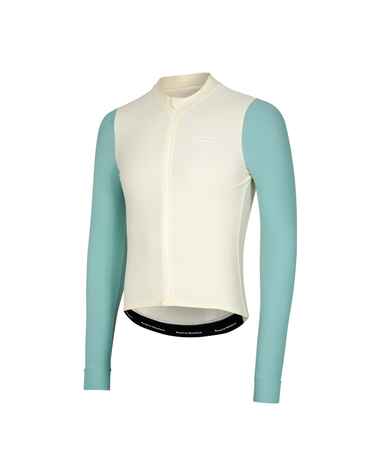 Men's Mechanism Long Sleeve Jersey - Off White/Teal