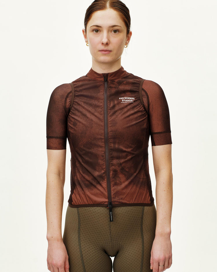 Women's Mechanism Stow Away Gilet - AOP Light Brown