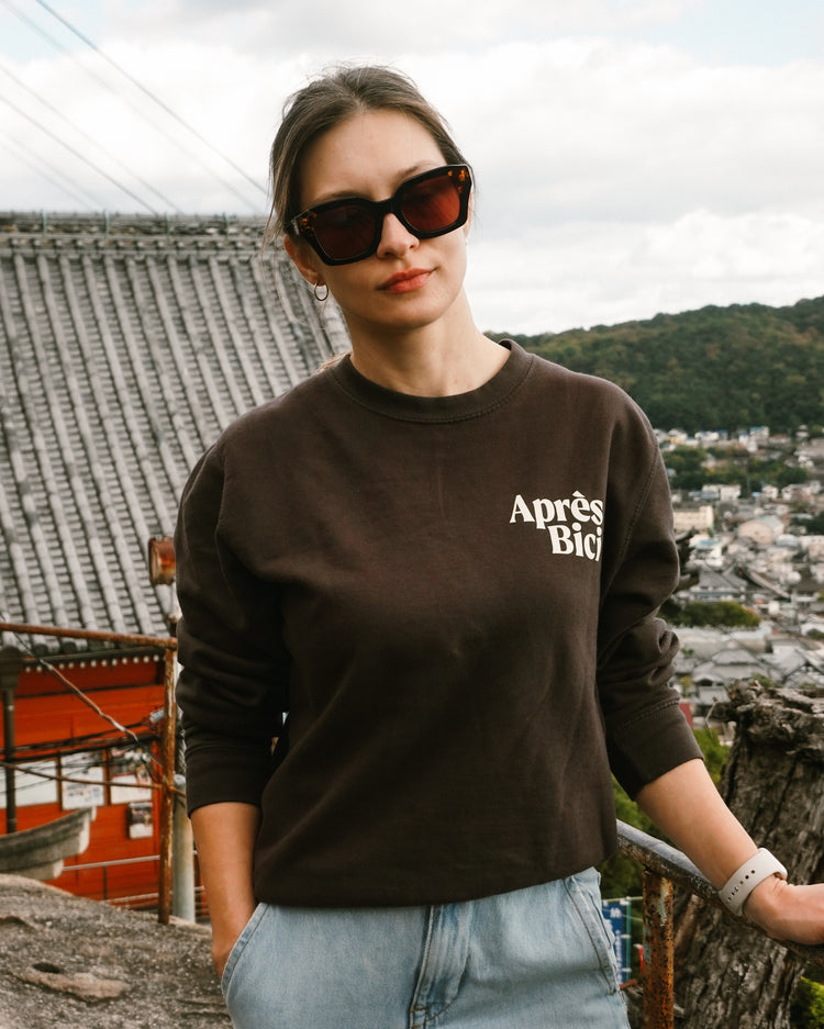 Apres Bici - Sweater- Brown/yellow text