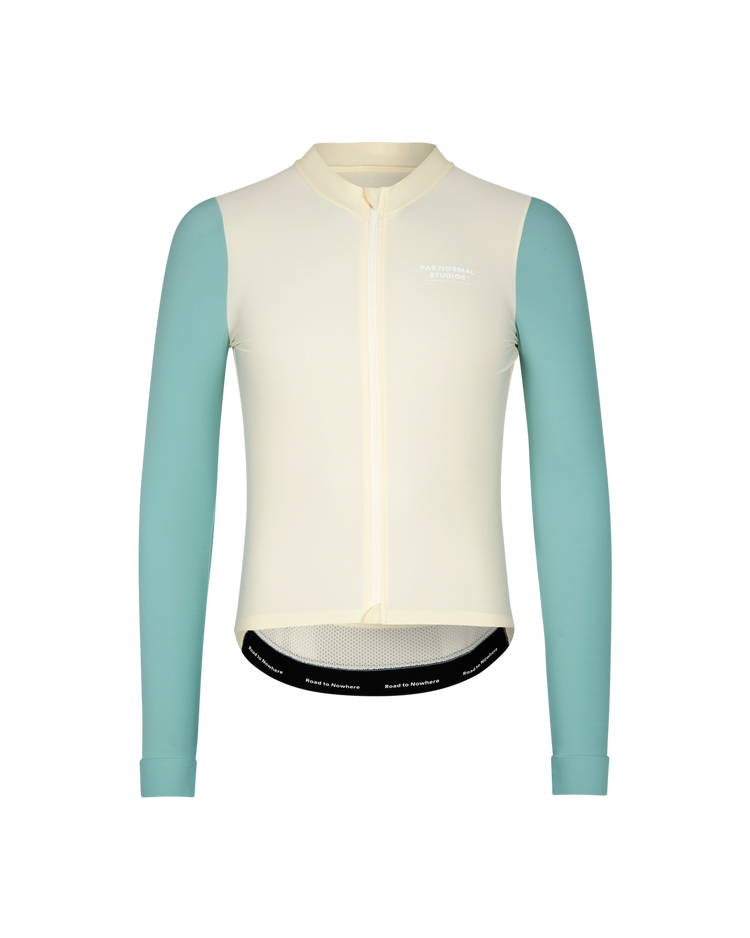 Men's Mechanism Long Sleeve Jersey - Off White/Teal
