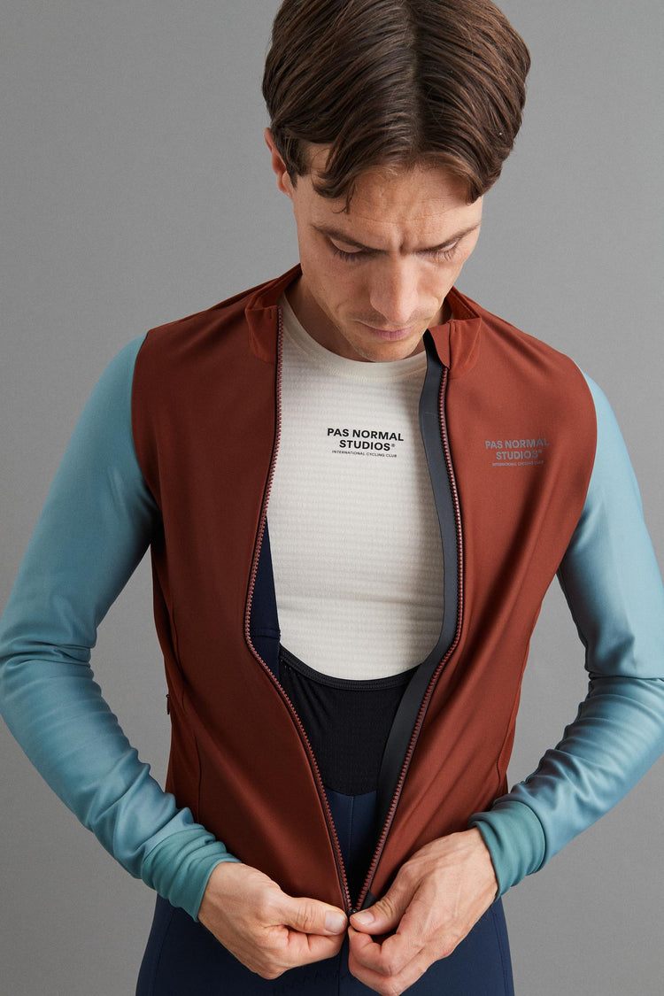 Men's Mechanism Thermal Long Sleeve Jersey -  Mahogany / Dusty Teal