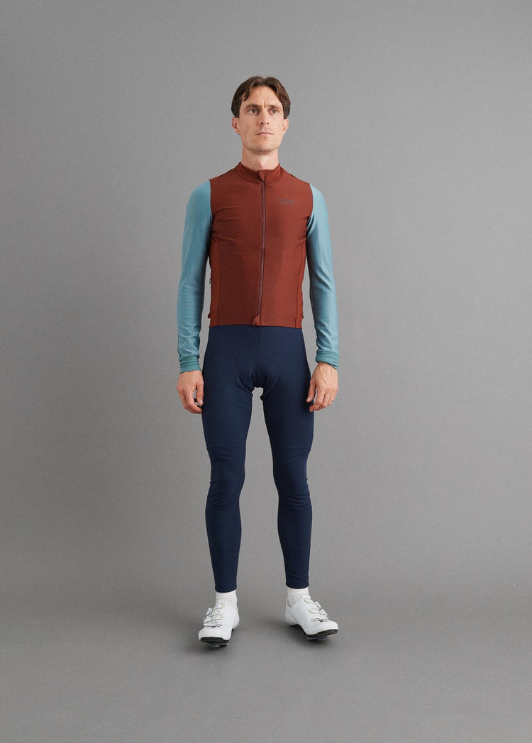 Men's Mechanism Thermal Long Sleeve Jersey -  Mahogany / Dusty Teal