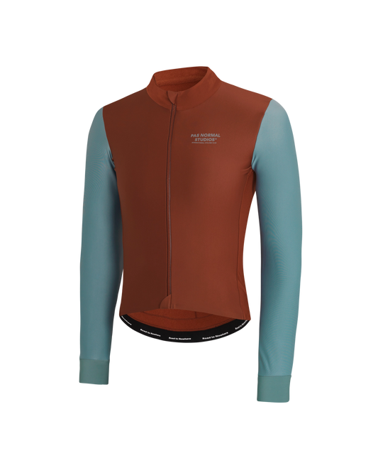 Men's Mechanism Thermal Long Sleeve Jersey -  Mahogany / Dusty Teal