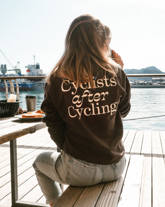 Apres Bici - Sweater- Brown/yellow text