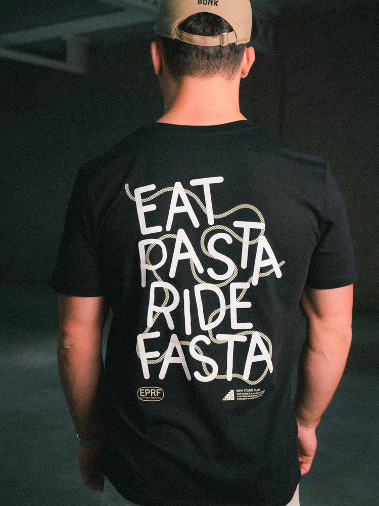 Eet Pasta Ride Fasta - T-shirt Zwart 