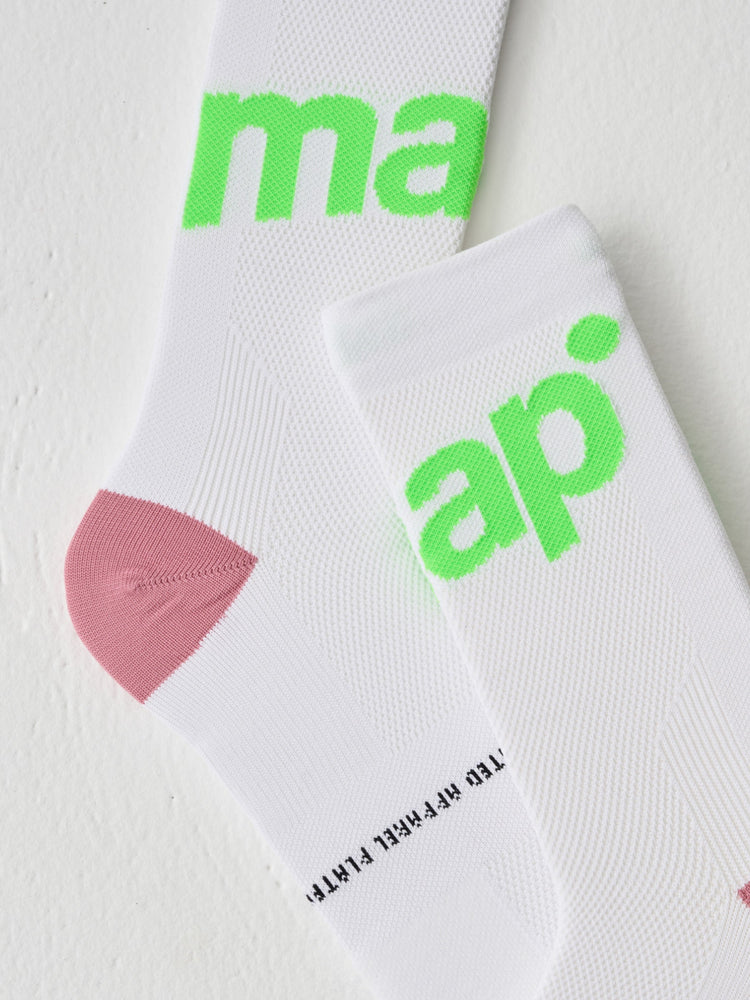 Training Sock - White/Fluoro Lime