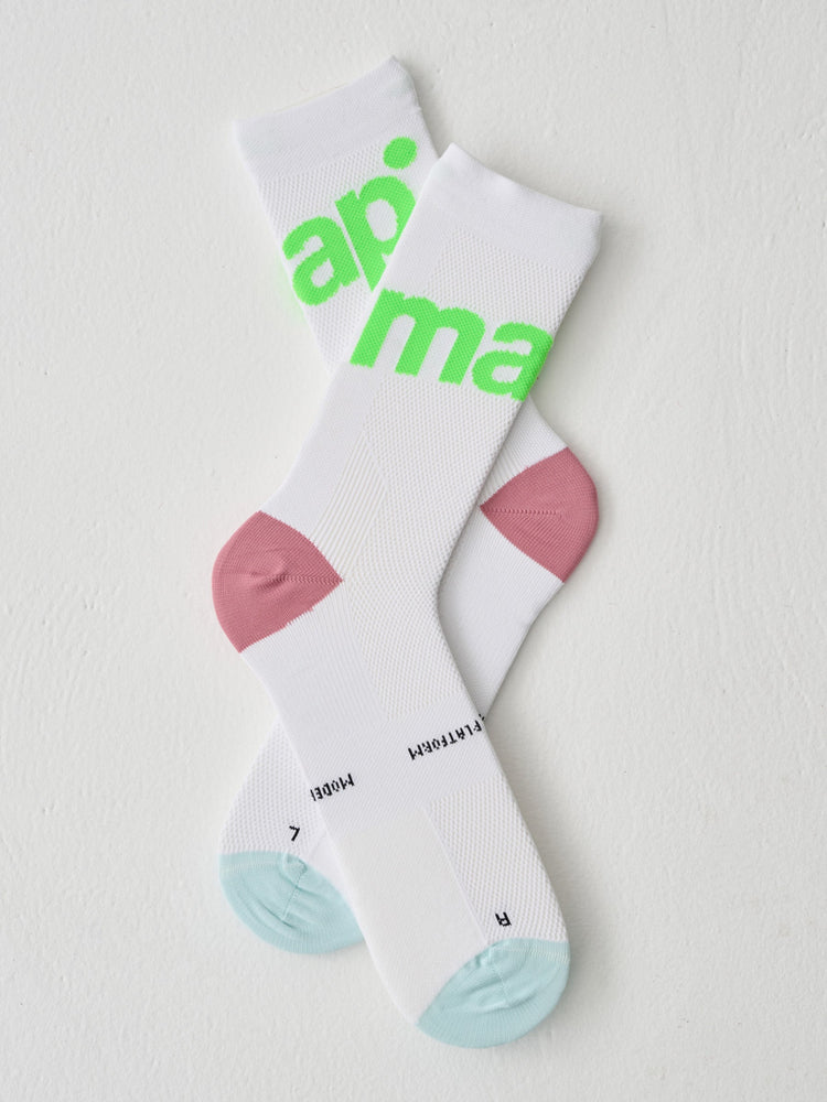 Training Sock - White/Fluoro Lime