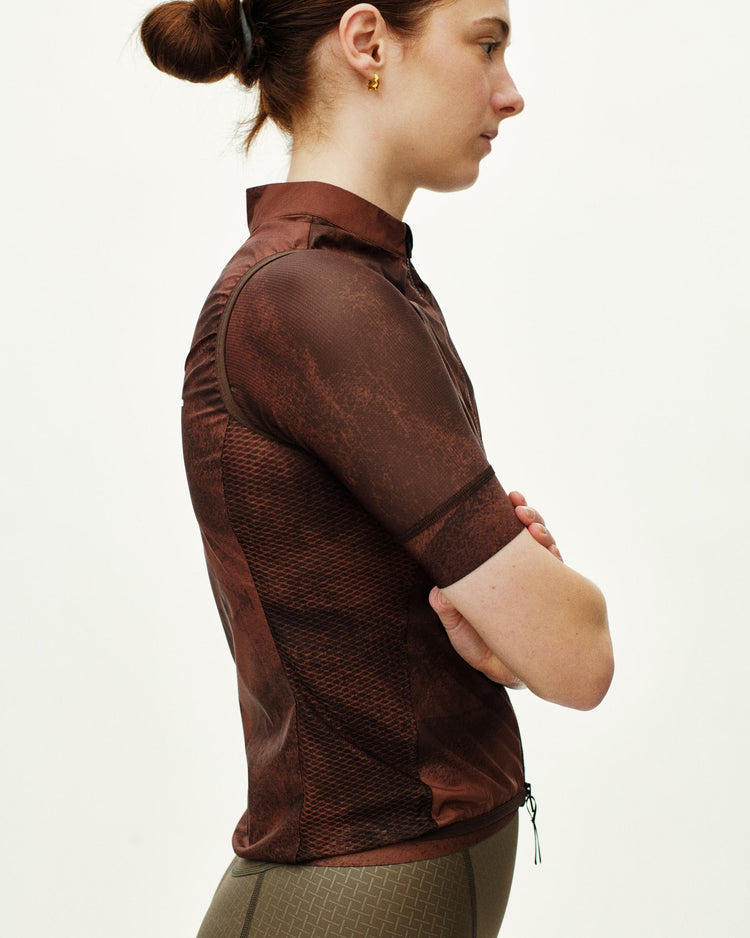 Women's Mechanism Stow Away Gilet - AOP Light Brown