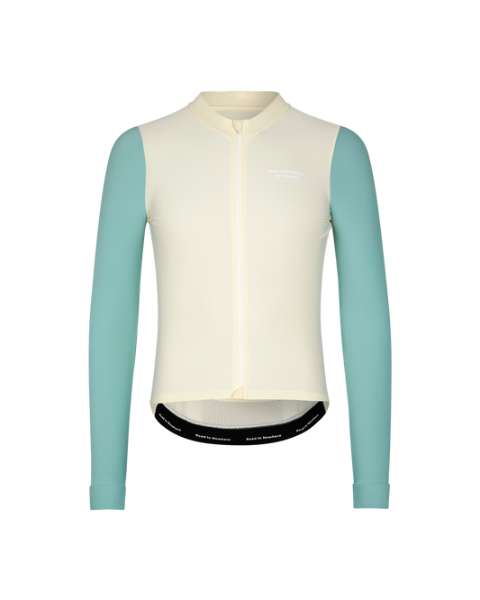 Men's Mechanism Long Sleeve Jersey - Off White/Teal