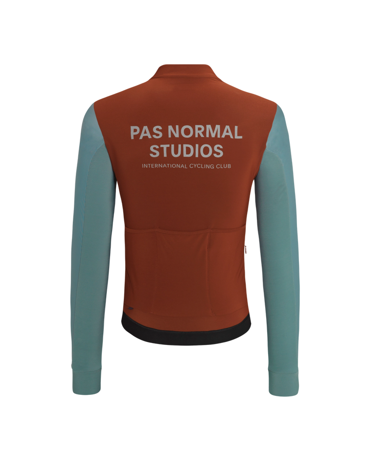 Men's Mechanism Thermal Long Sleeve Jersey -  Mahogany / Dusty Teal