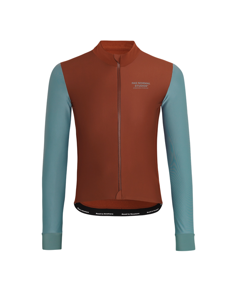 Men's Mechanism Thermal Long Sleeve Jersey -  Mahogany / Dusty Teal